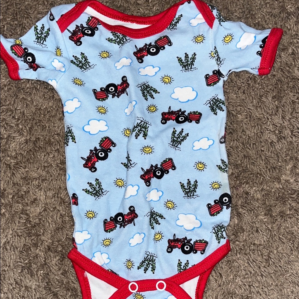Charming Tractor Print Kids Bodysuit